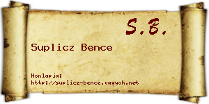 Suplicz Bence névjegykártya